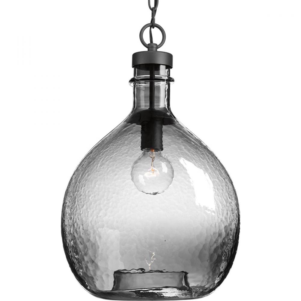 Zin Collection One-Light Graphite Smoked Textured Glass Global Pendant Light